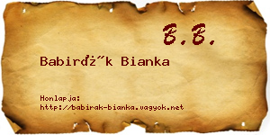 Babirák Bianka névjegykártya