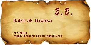 Babirák Bianka névjegykártya